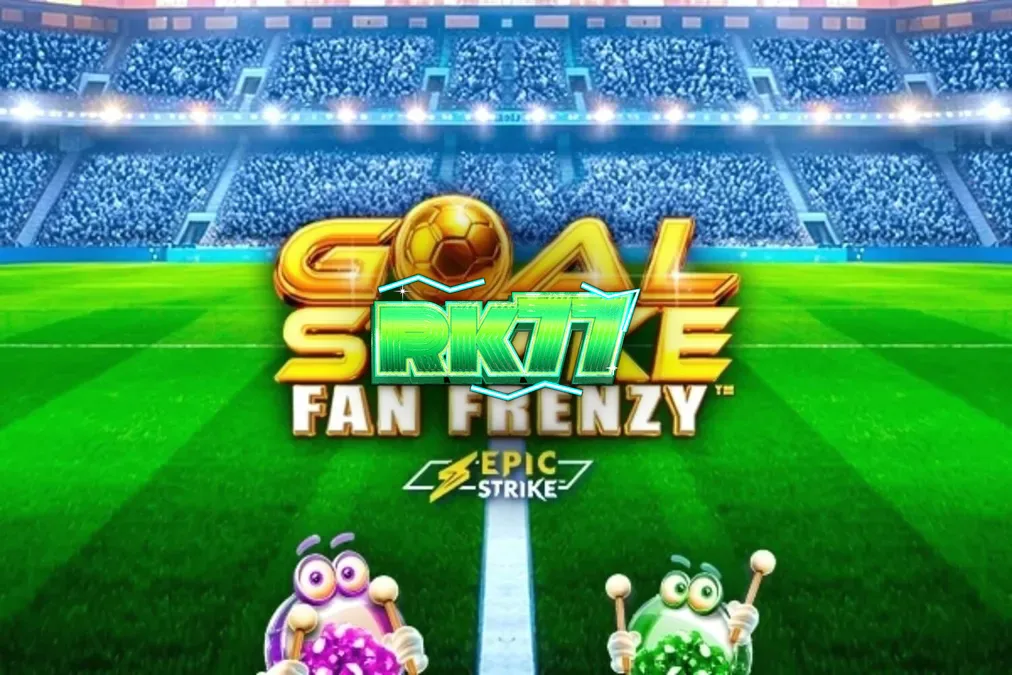 Tampilan visual game slot Goal Strike Fan Frenzy dengan tema stadion sepak bola yang meriah